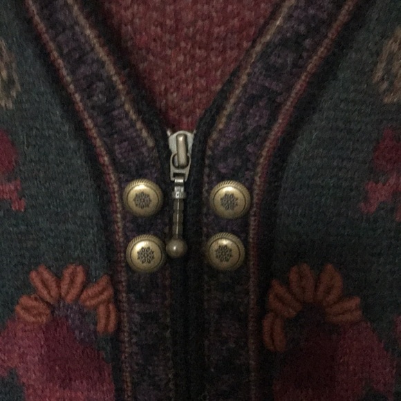 Newton Trading 100% Wool Zip Up Floral Print Cardigan - Picture 6 of 10